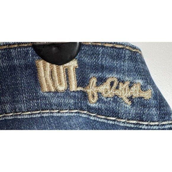 KUT FROM THE KLOTH WOMENS SO LOW JEANS SIZE 8 BOOTCUT FLARE 5 Pocket Embroidered - Picture 12 of 13